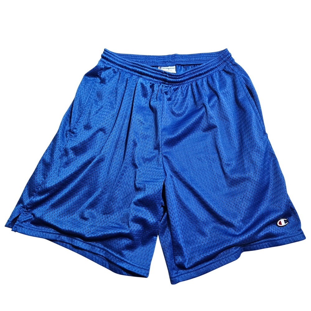Champion Mesh Athletic Short Men Large Blue Embroidered Logo Pockets Gym Dazzle‎